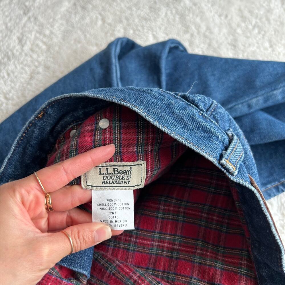 L.L.Bean Jeans Womens 12 Blue Relaxed Straight Fleece Lined Farmer Work Outdoors - Picture 6 of 6